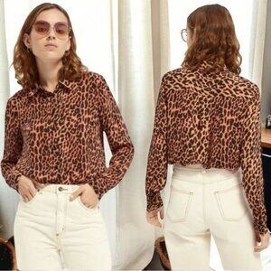 Scotch & Soda Mixed Animal Print Button Up Blouse Chic Career Statement S